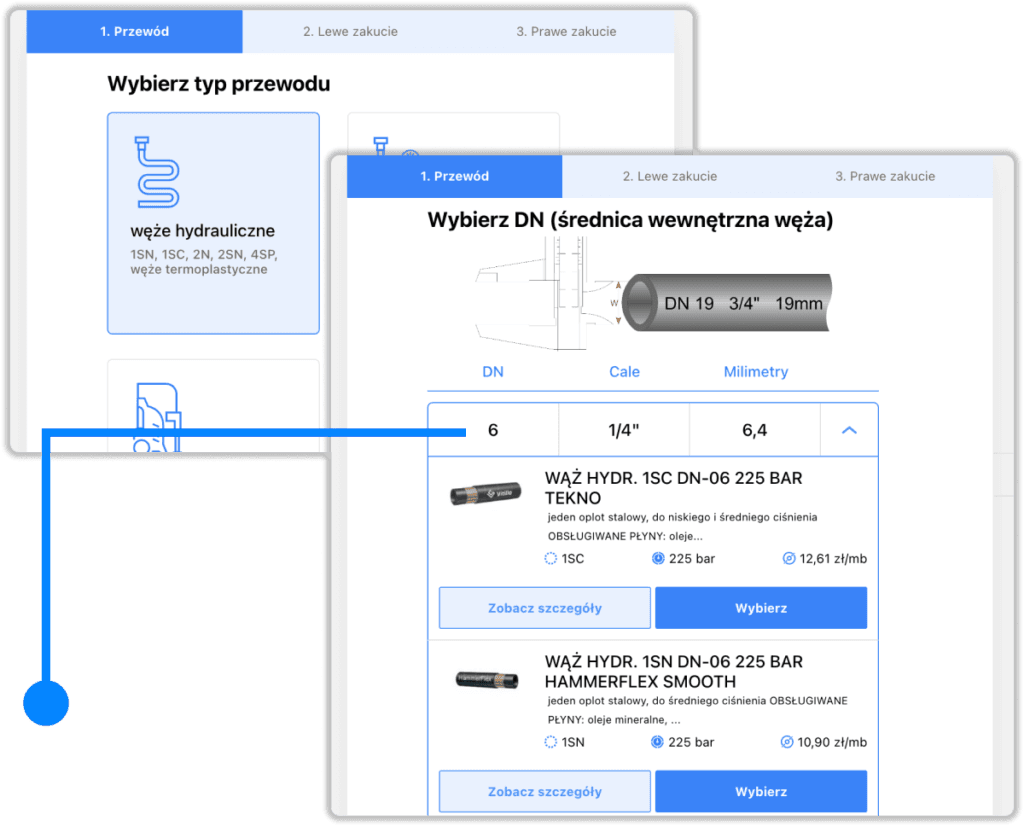 Konfigurator - wybór węża
