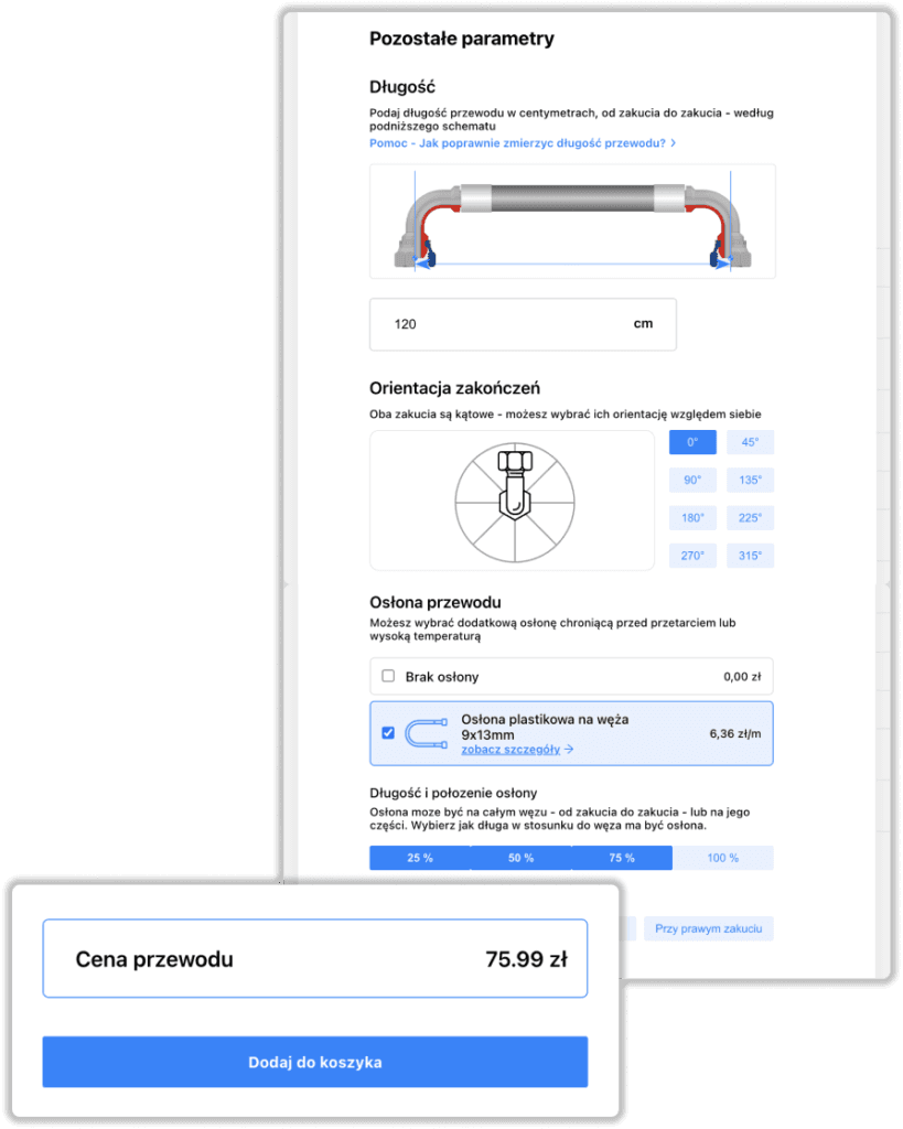 Konfigurator - parametry przewodu