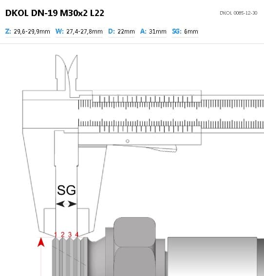 Pomiar skoku gwintu suwmiarką