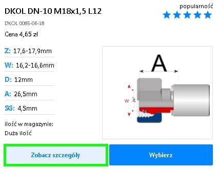 Szczegóły wymiarów DKOL i DKOS