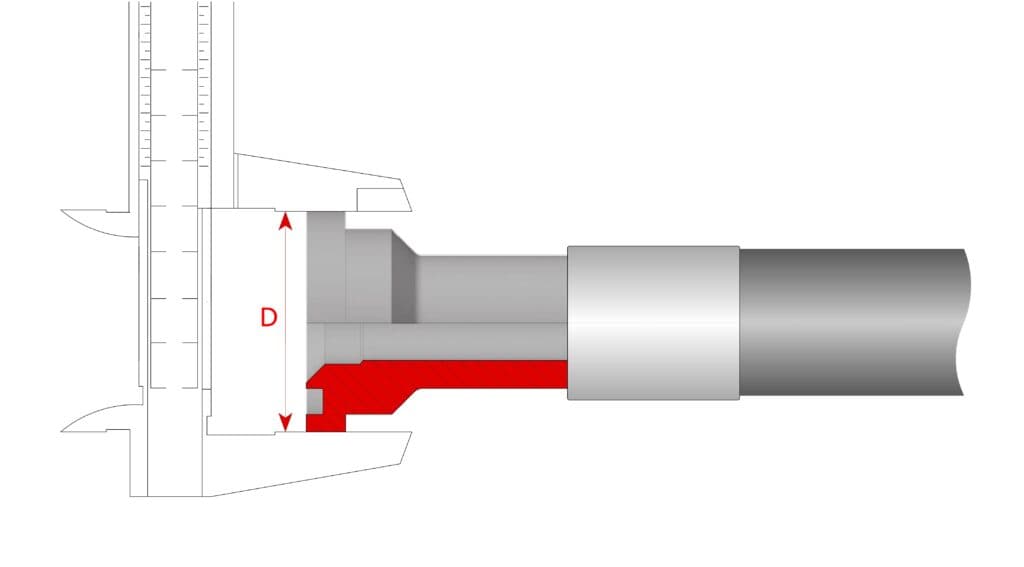 Pomiar wymiaru D flanszy