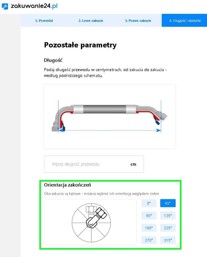 Orientacja kolan przewodu hydraulicznego